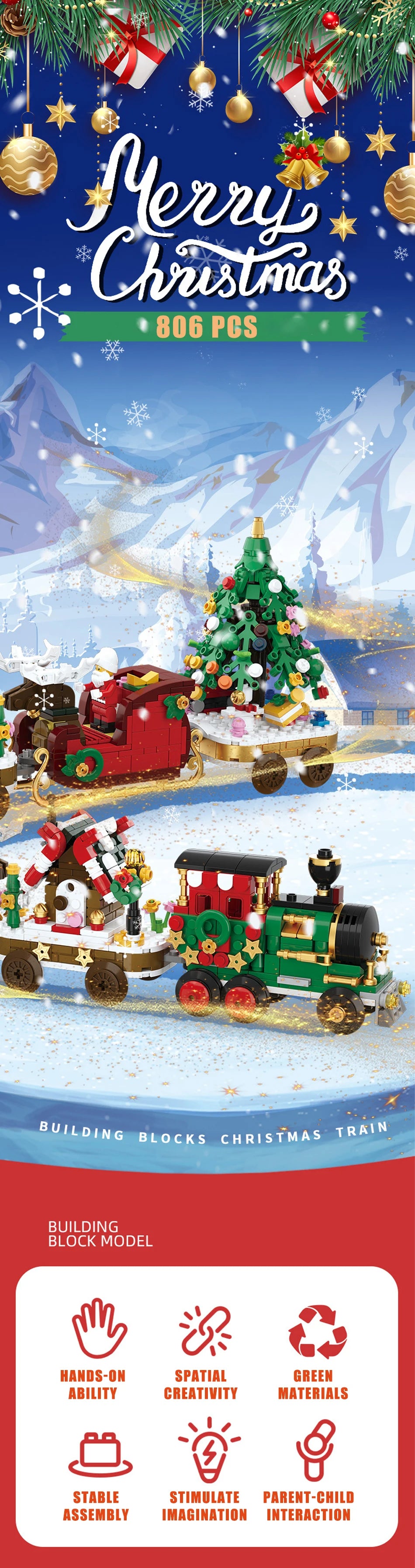 806-Piece Christmas Train Building Set