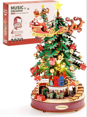 Rolife DIY Music Box Mechanical Model Building Kit Christmas Melody Tree 3D Puzzle Toy Craft Kit with LED Light for Home Decor Xmas Gift for Adults Friends