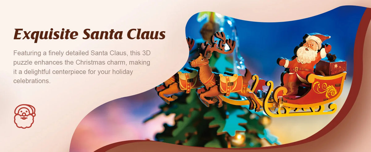 Rolife DIY Music Box Mechanical Model Building Kit Christmas Melody Tree 3D Puzzle Toy Craft Kit with LED Light for Home Decor Xmas Gift for Adults Friends