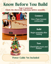 Rolife DIY Music Box Mechanical Model Building Kit Christmas Melody Tree 3D Puzzle Toy Craft Kit with LED Light for Home Decor Xmas Gift for Adults Friends