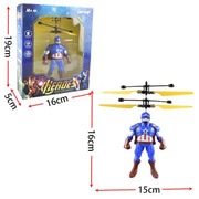 Cartoon Spiderman Flying Toy Cool Mini Superhero Drone Hand Induction Toy Iron Man Captain Flying Toy Boy Birthday Christma Gift