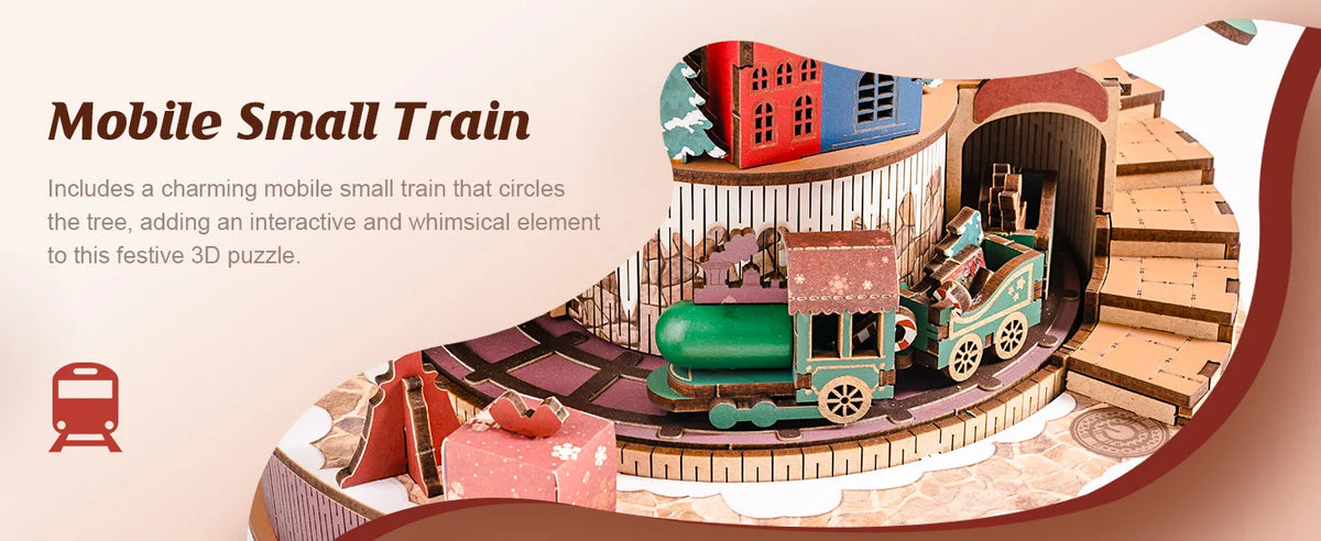 Rolife DIY Music Box Mechanical Model Building Kit Christmas Melody Tree 3D Puzzle Toy Craft Kit with LED Light for Home Decor Xmas Gift for Adults Friends