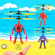 Cartoon Spiderman Flying Toy Cool Mini Superhero Drone Hand Induction Toy Iron Man Captain Flying Toy Boy Birthday Christma Gift