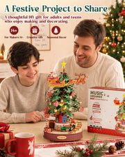 Rolife DIY Music Box Mechanical Model Building Kit Christmas Melody Tree 3D Puzzle Toy Craft Kit with LED Light for Home Decor Xmas Gift for Adults Friends